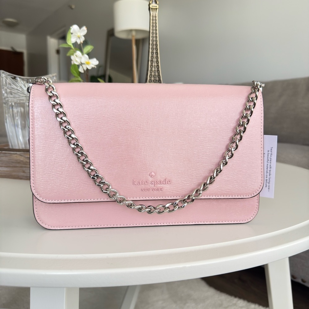 Kate Spade Blush Pink Shoulder Bag with Silver Chain